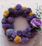 Load image into Gallery viewer, Purple Pom Pom Wreath
