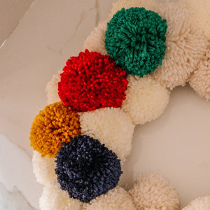 Close up: Canadiana Wreath | Pompom Wreath From a Different Angle