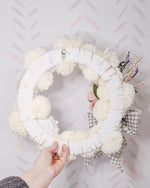 Load image into Gallery viewer, Wreath|Pompom Wreath | Neutral Pom Pom Wreath | Whimsical Wreath | Spring Wreath|Nursery Decor|Boho Wreath
