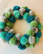 Load image into Gallery viewer, Green Pompom Wreath
