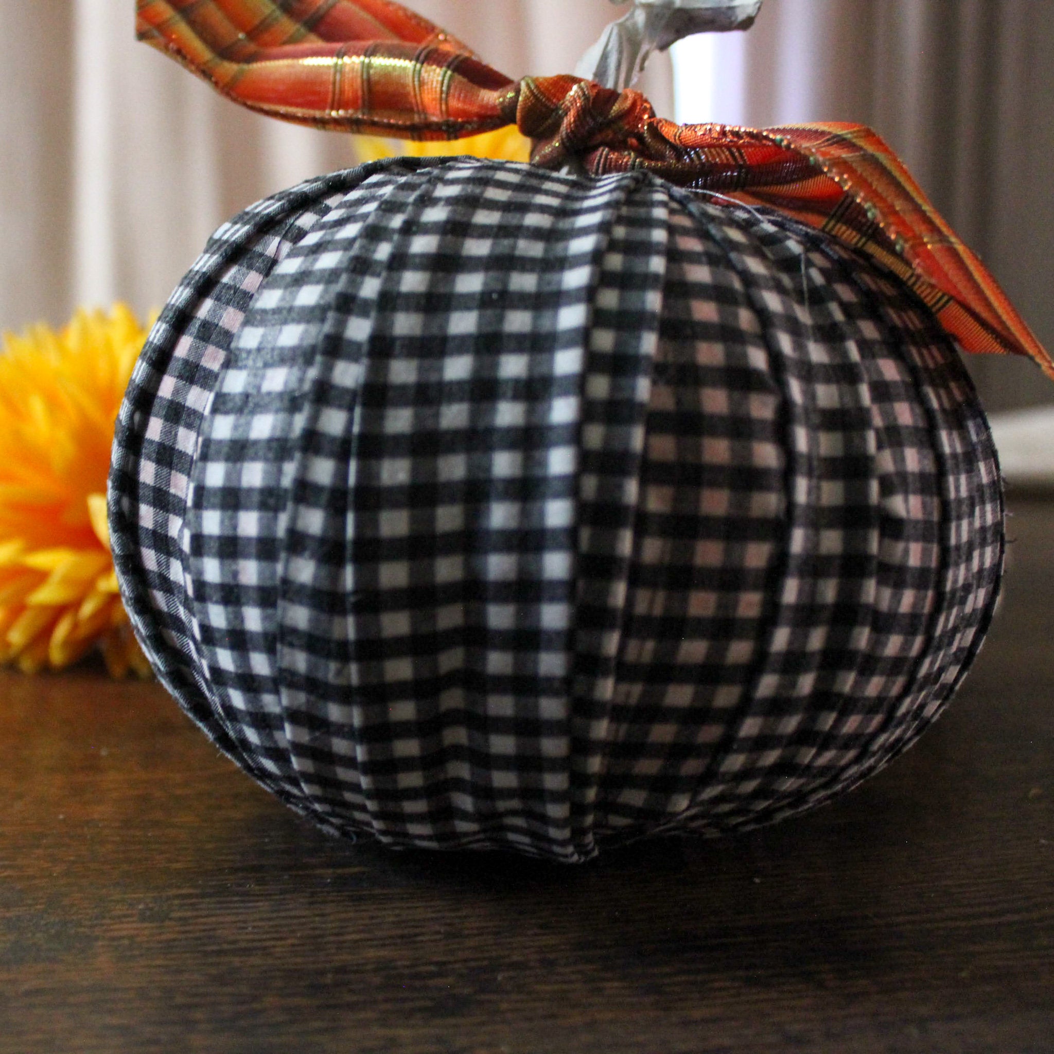 Close up: Gingham Pumpkin From a Different Angle