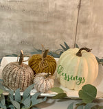 Load image into Gallery viewer, Pumpkin/Fall Decor/Cottage Core/Farmhouse Decor/Grateful/Thankful/Blessing/Table Setting/Auntumn Kitchen/Ivory Pumpkin/Personalized/Gourds
