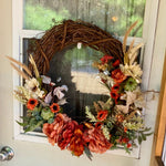 Load image into Gallery viewer, Fall wreath/Rust Peony Wreath/Cottage Core Wreath/Autumn Wreath/Thanksgiving Door Decor/Floral Wreath/Pumpkin Wreath/Farmhouse Doot Decor
