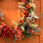 Load image into Gallery viewer, Fall wreath/Rust Peony Wreath/Cottage Core Wreath/Autumn Wreath/Thanksgiving Door Decor/Floral Wreath/Pumpkin Wreath/Farmhouse Doot Decor
