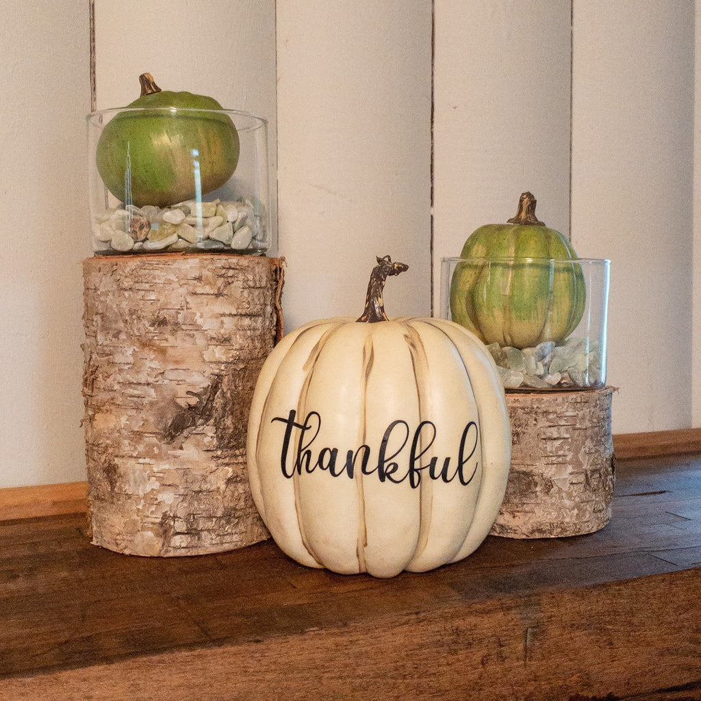 Pumpkin/Fall Decor/Cottage Core/Farmhouse Decor/Grateful/Thankful/Blessing/Table Setting/Auntumn Kitchen/Ivory Pumpkin/Personalized/Gourds