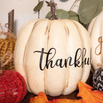 Load image into Gallery viewer, Pumpkin/Fall Decor/Cottage Core/Farmhouse Decor/Grateful/Thankful/Blessing/Table Setting/Auntumn Kitchen/Ivory Pumpkin/Personalized/Gourds

