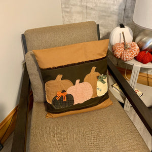 Fall Pillow, Pumpkin Pillow, Autumn decor pillow, Farmhouse Decor, Cottage Core , Upcycle Fall Decor, Living Room Pillow, OOAK Decor Pillow