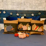 Load image into Gallery viewer, Fall Pillow, Pumpkin Pillow, Autumn decor pillow, Farmhouse Decor, Cottage Core , Upcycle Fall Decor, Living Room Pillow, OOAK Decor Pillow

