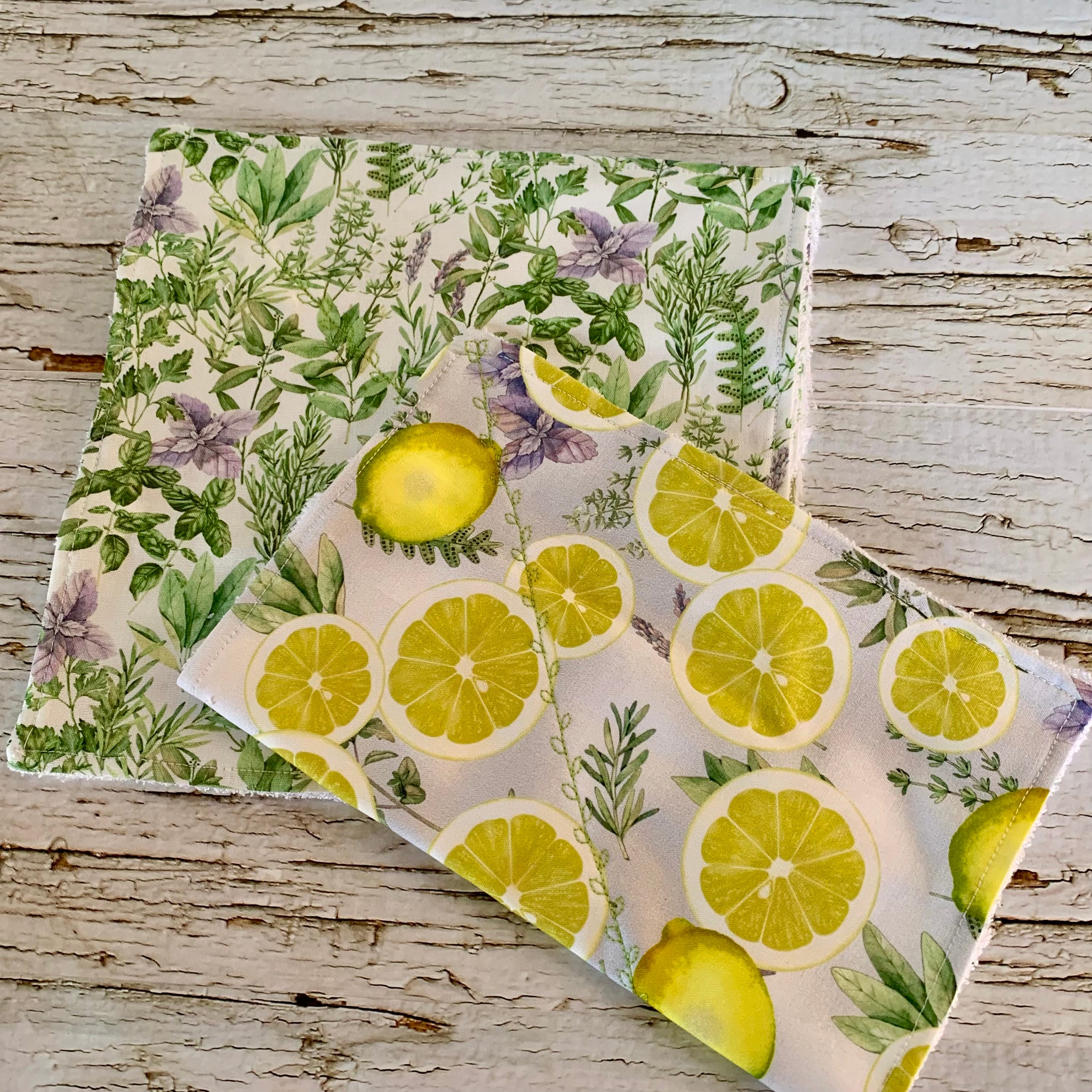 2 Ply Kitchen Towel Cotton/Bamboo Towel Lemon Print Dishcloth Herb Garden Print Dishcloths