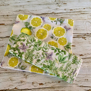 2 Ply Kitchen Towel Cotton/Bamboo Towel Lemon Print Dishcloth Herb Garden Print Dishcloths