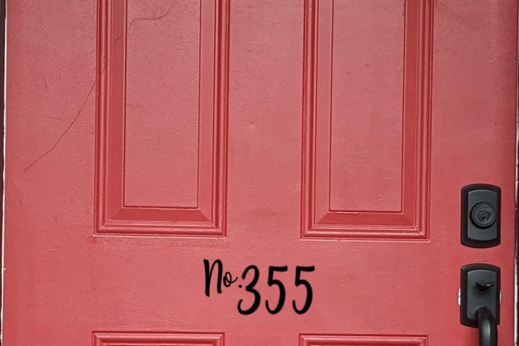 Close up: Custom House Number Decal 