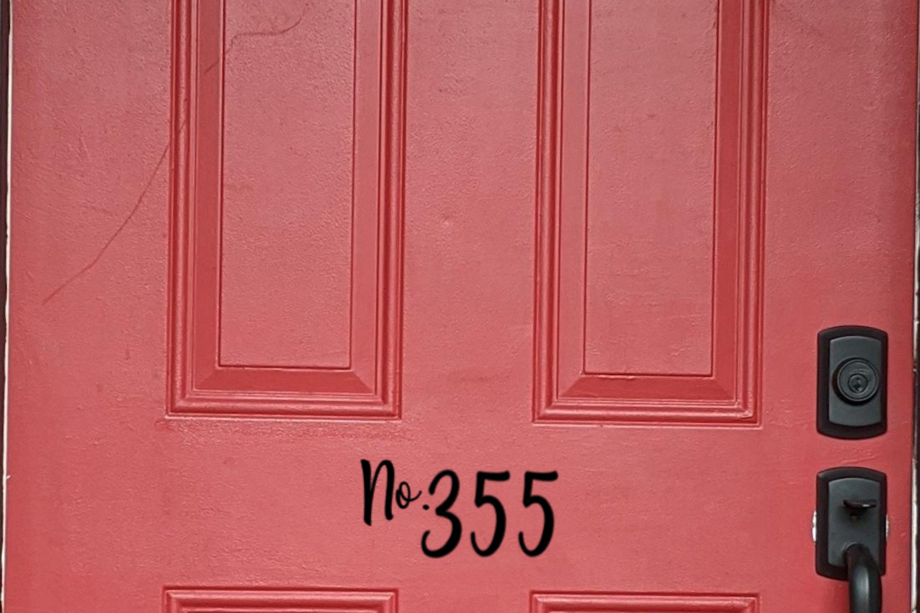 Close up: Custom House Number Decal 