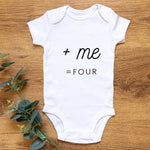 Cargar imagen en el visor de la galería, Me=three| Me=Four|New Family Member|Baby First Bodysuit|Pregnancy Announcement|Baby Shower Gifts|Modern Baby|New Arrival
