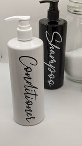 Black Shampoo Conditioner Bottles|White Shampoo & Conditioner Bottles|Bathroom Bottle Set | Refill Shampoo Bottle | 16 oz. Pump