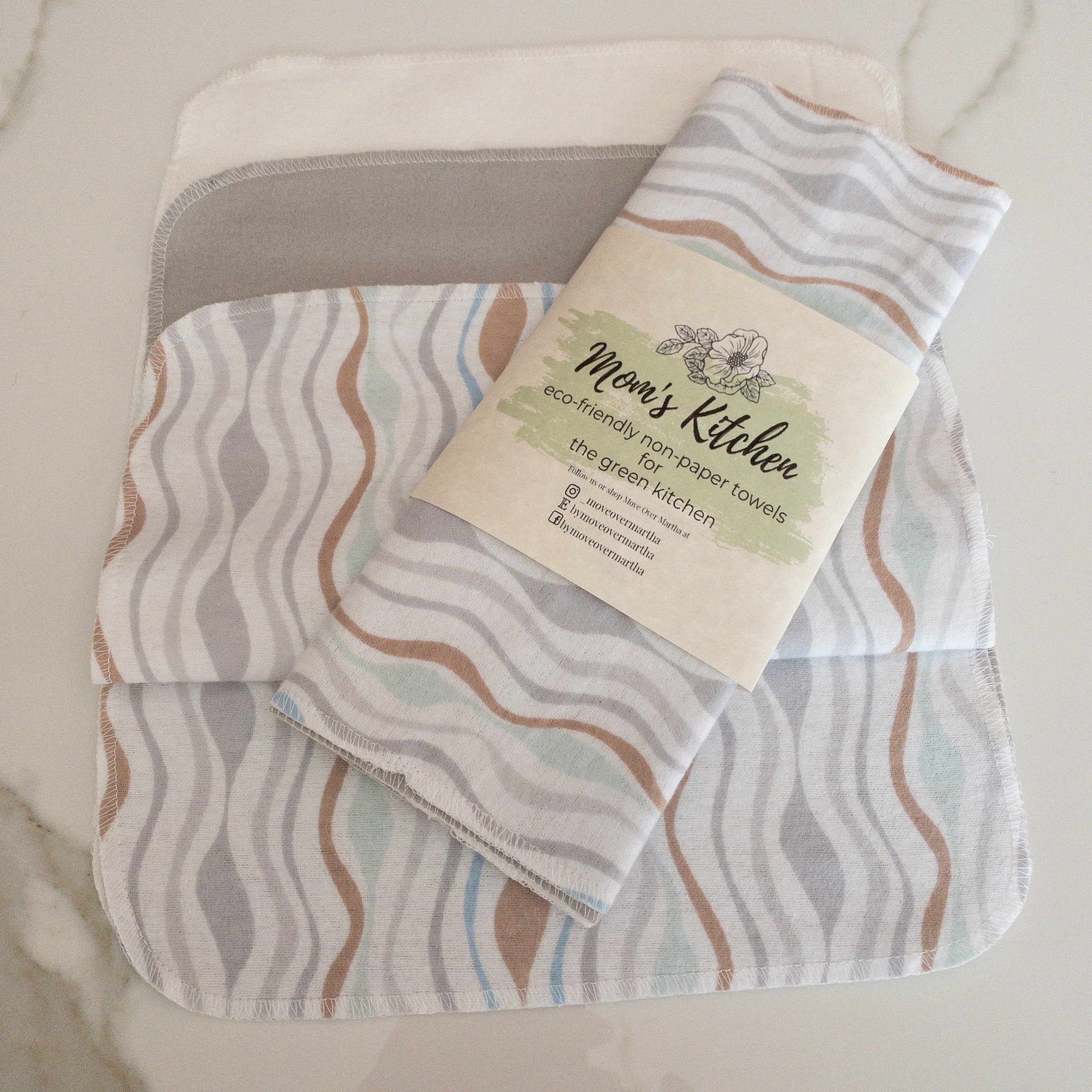 Eco Friendly Kitchen, Zero Waste kitchen, 1 Ply Cloth Unpaper towels, Natural Cleaning, Housewarming Gift, Paperless Kitchen Towels,