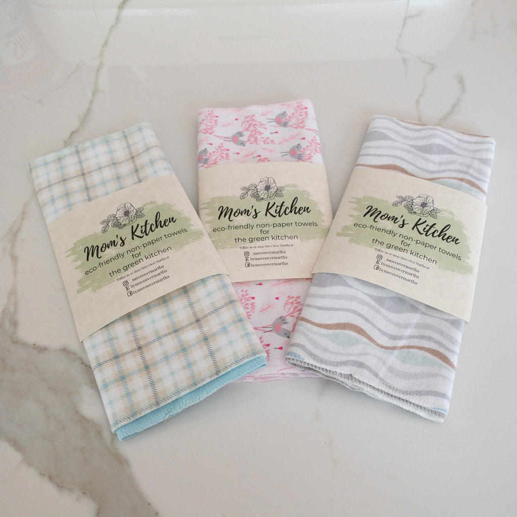 Eco Friendly Kitchen, Zero Waste kitchen, 1 Ply Cloth Unpaper towels, Natural Cleaning, Housewarming Gift, Paperless Kitchen Towels,