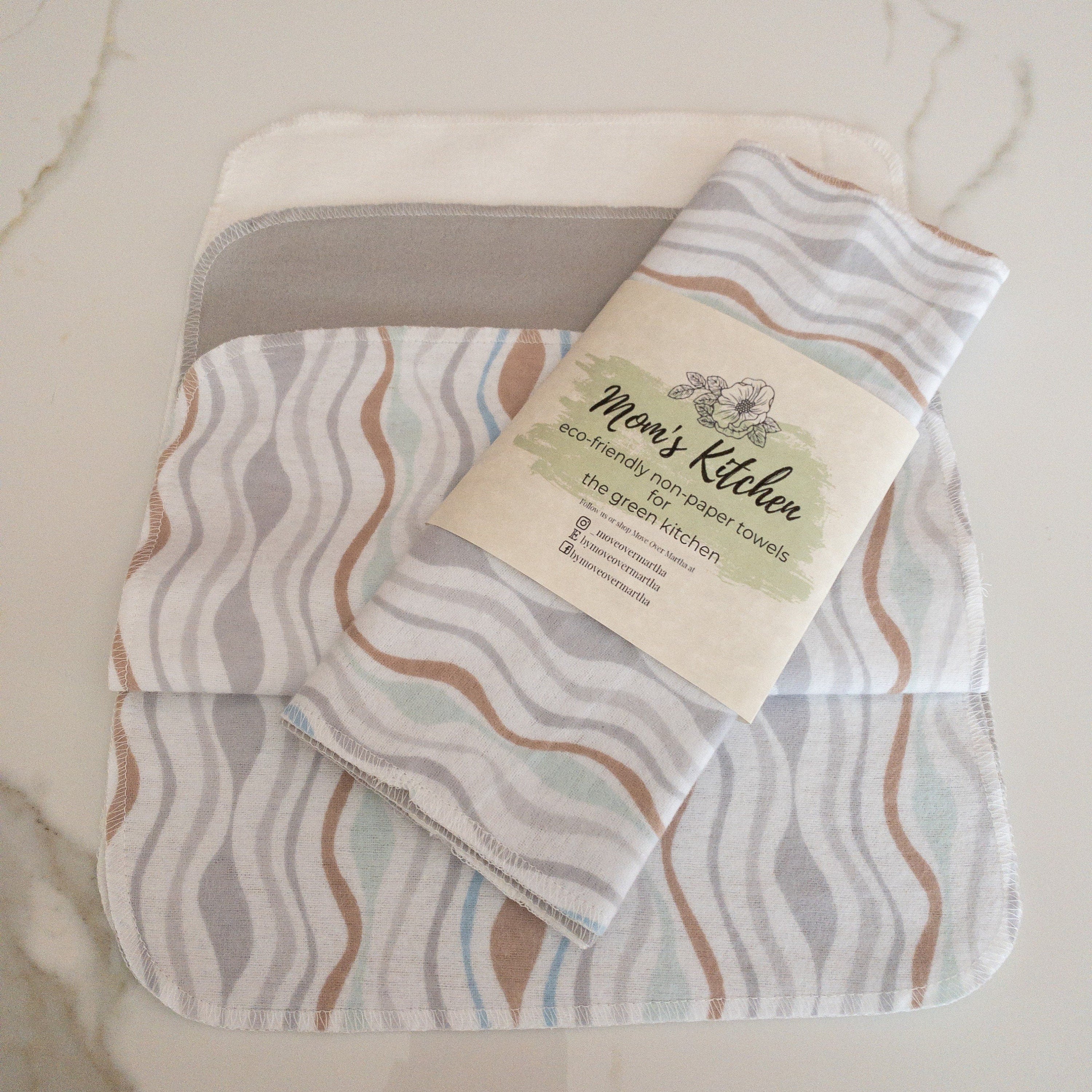 Eco Friendly Kitchen, Zero Waste kitchen, 1 Ply Cloth Unpaper towels, Natural Cleaning, Housewarming Gift, Paperless Kitchen Towels,