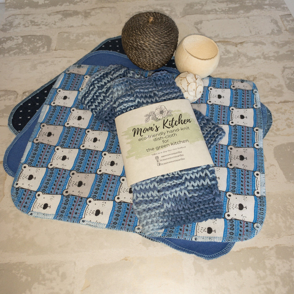 Hand Knitted Dish Cloths/ Cotton Dishcloth/ Eco Friendly Dishcloth/Green Kitchen Dishcloth/ Knitted Cloth/ Canadian Made Dishcloth/Kitchen