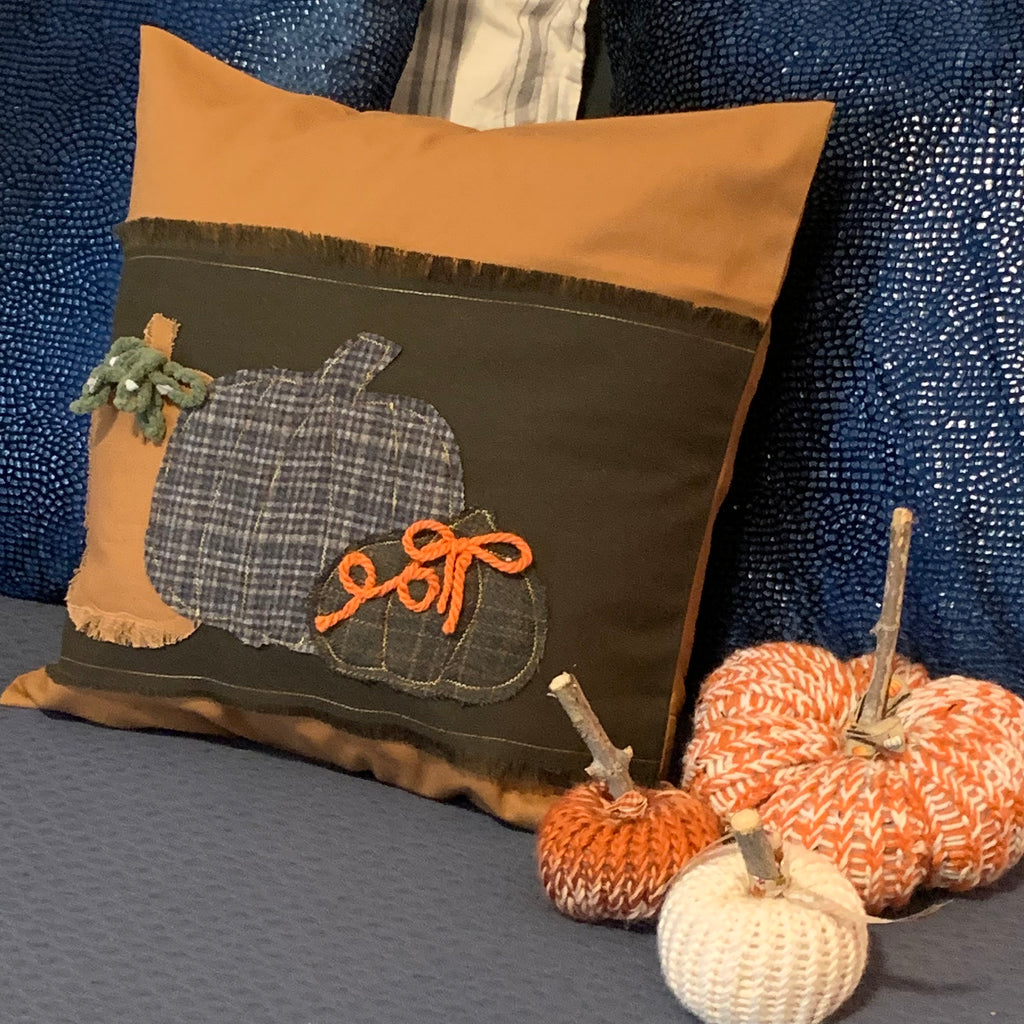 Fall Pillow, Pumpkin Pillow, Autumn decor pillow, Farmhouse Decor, Cottage Core , Upcycle Fall Decor, Living Room Pillow, OOAK Decor Pillow