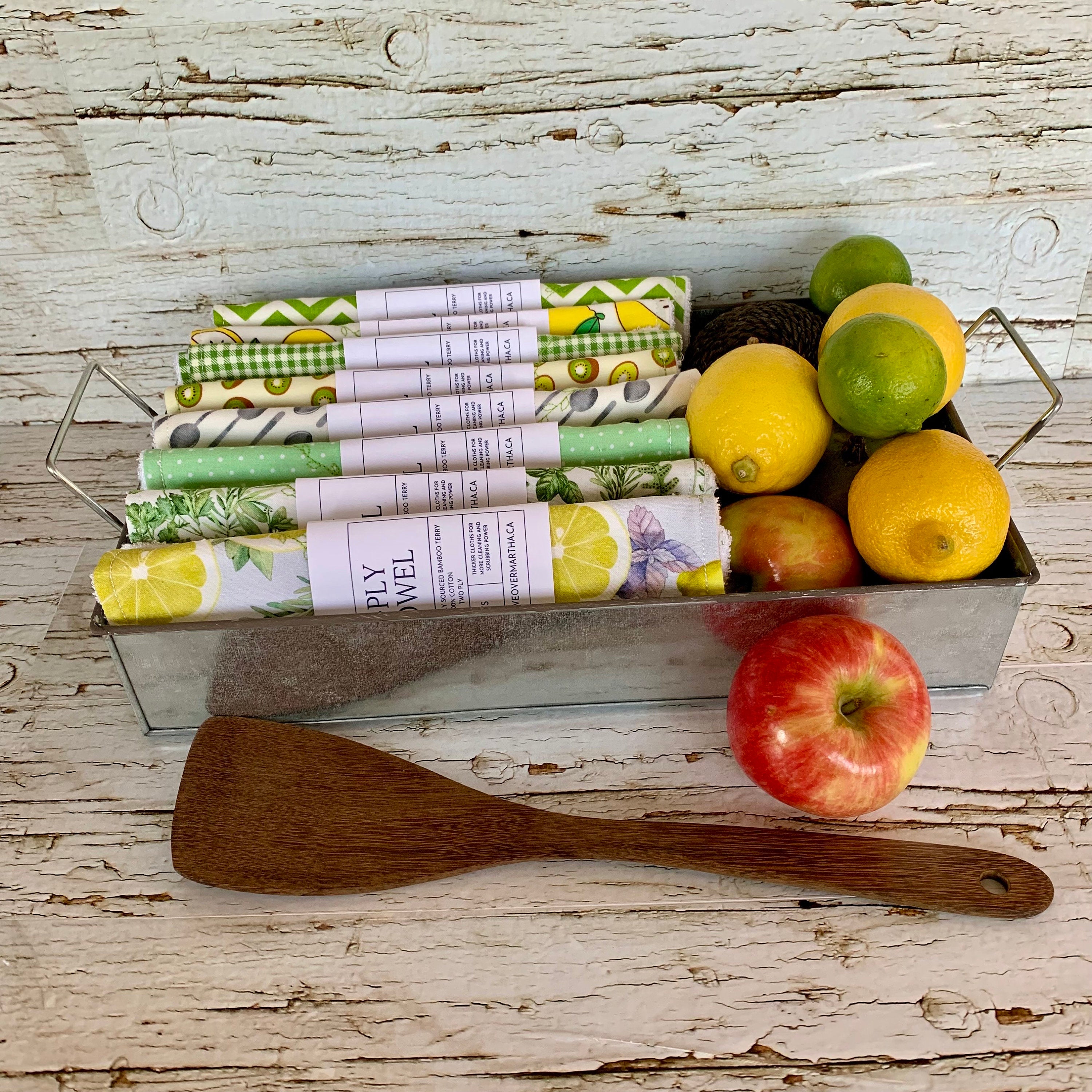 2ply Cleaning Cloths/Eco-Friendly Cloths/Aqua Print Cloths/Farmhouse Kitchen/Sustainable Cleaning Cloths/Canadian Made Cleaning Cloths/