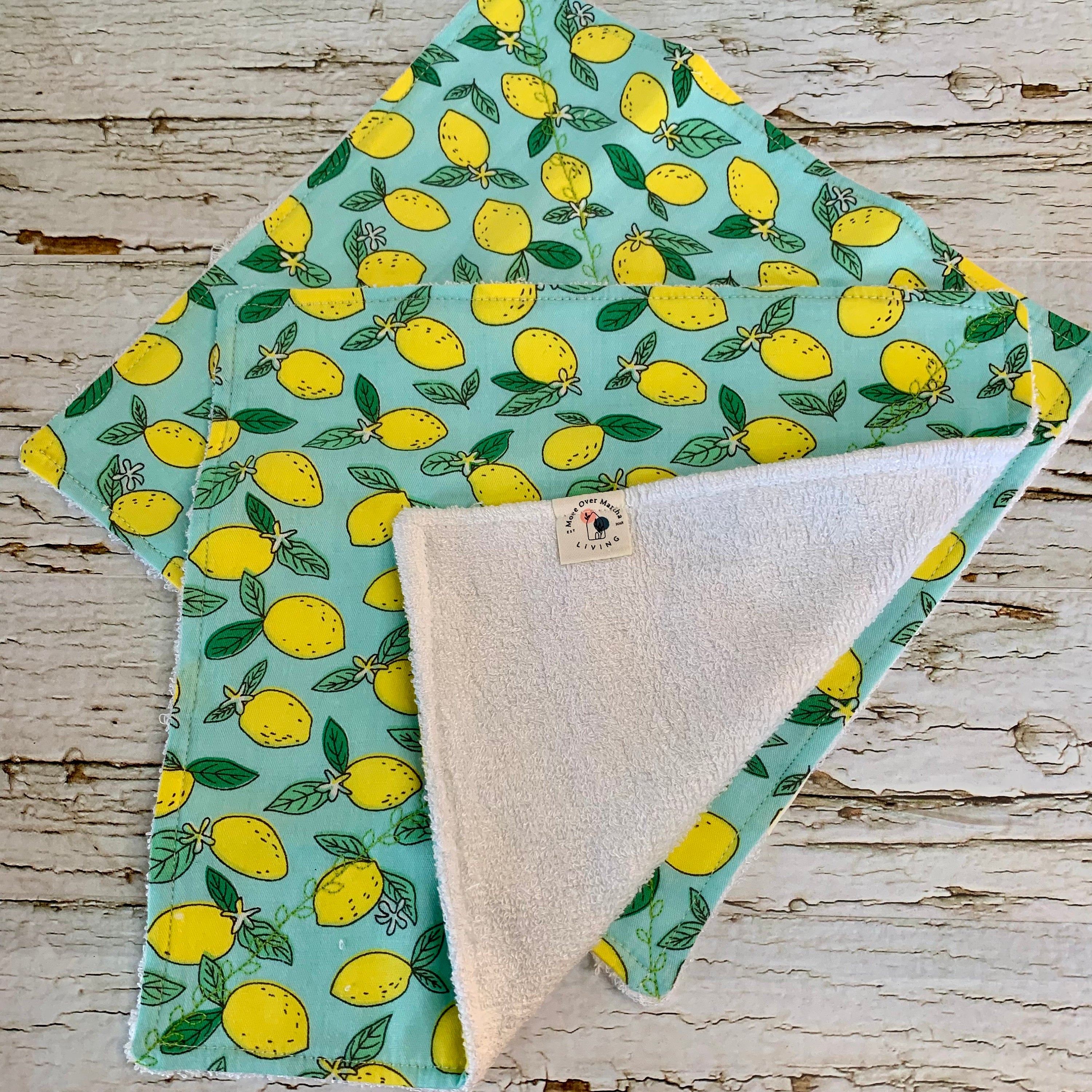 2 Ply Kitchen Towel, Cotton/Bamboo Towel, Lemon Print Dishcloth, Kitchen Core Dishcloth, Re-usable Cloths , Sustainable Cloths, Dishcloths