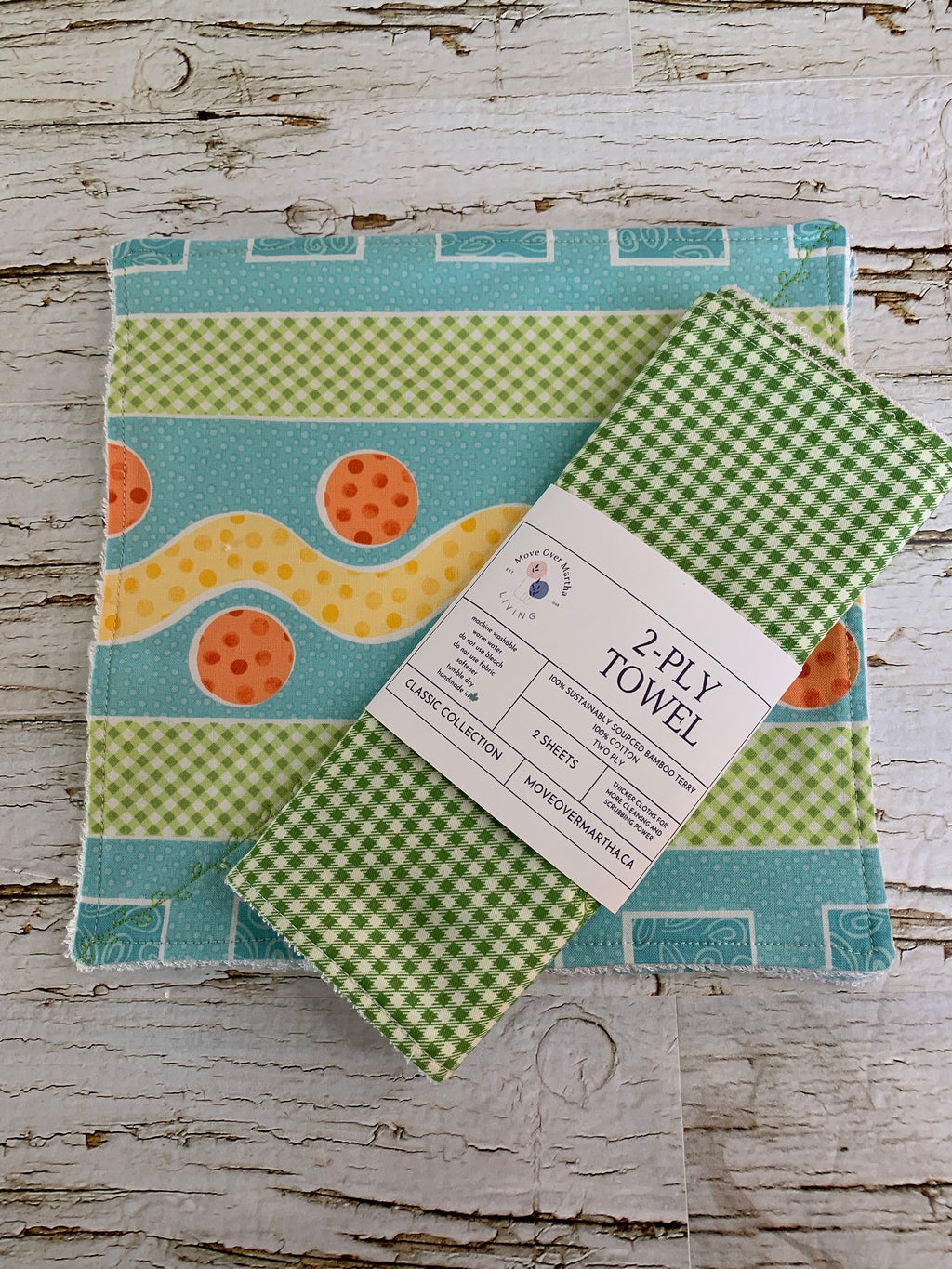 2ply Cleaning Cloths/Eco-Friendly Cloths/Aqua Print Cloths/Farmhouse Kitchen/Sustainable Cleaning Cloths/Canadian Made Cleaning Cloths/